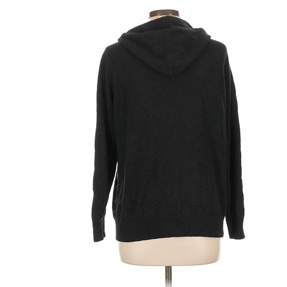 Quince Mongolian Cashmere Full Zip Up Black Hoodie Sweatshirt Size Large - Picture 5 of 8